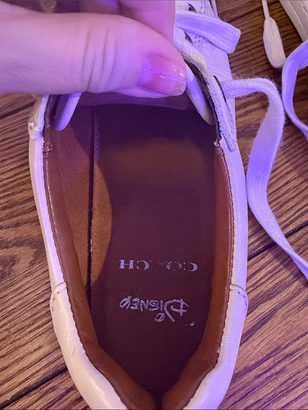 Coach White Leather Low-Top Sneakers with Mickey Character Accent